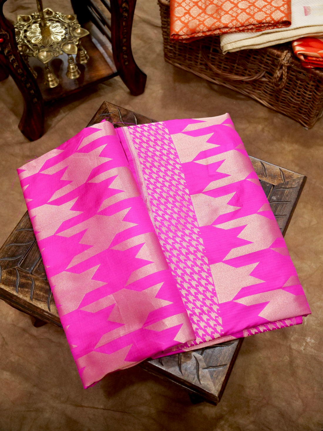 Pink Handloom Pure Katan Silk Banarasi Brocade Saree