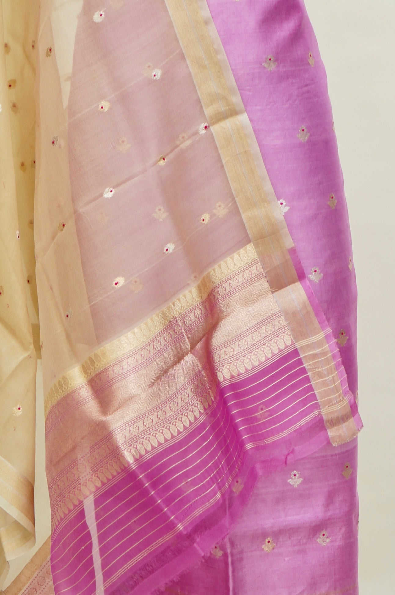 Pink Handwoven Banarasi Pure Katan Silk Meenakari Suit with Beige Dupatta