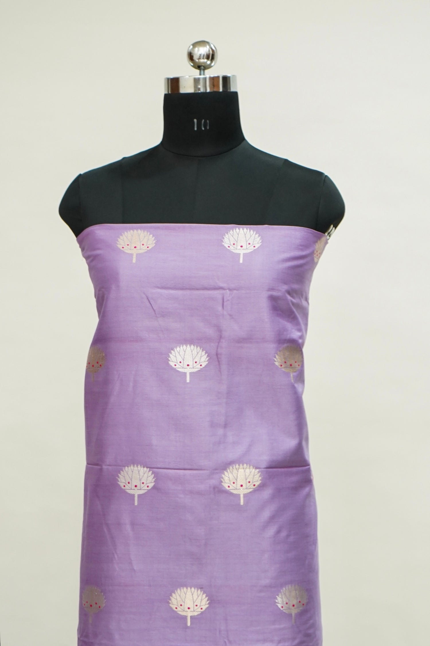 Lilac Handwoven Banarasi Pure Katan Silk Suit with Royal Purple Dupatta