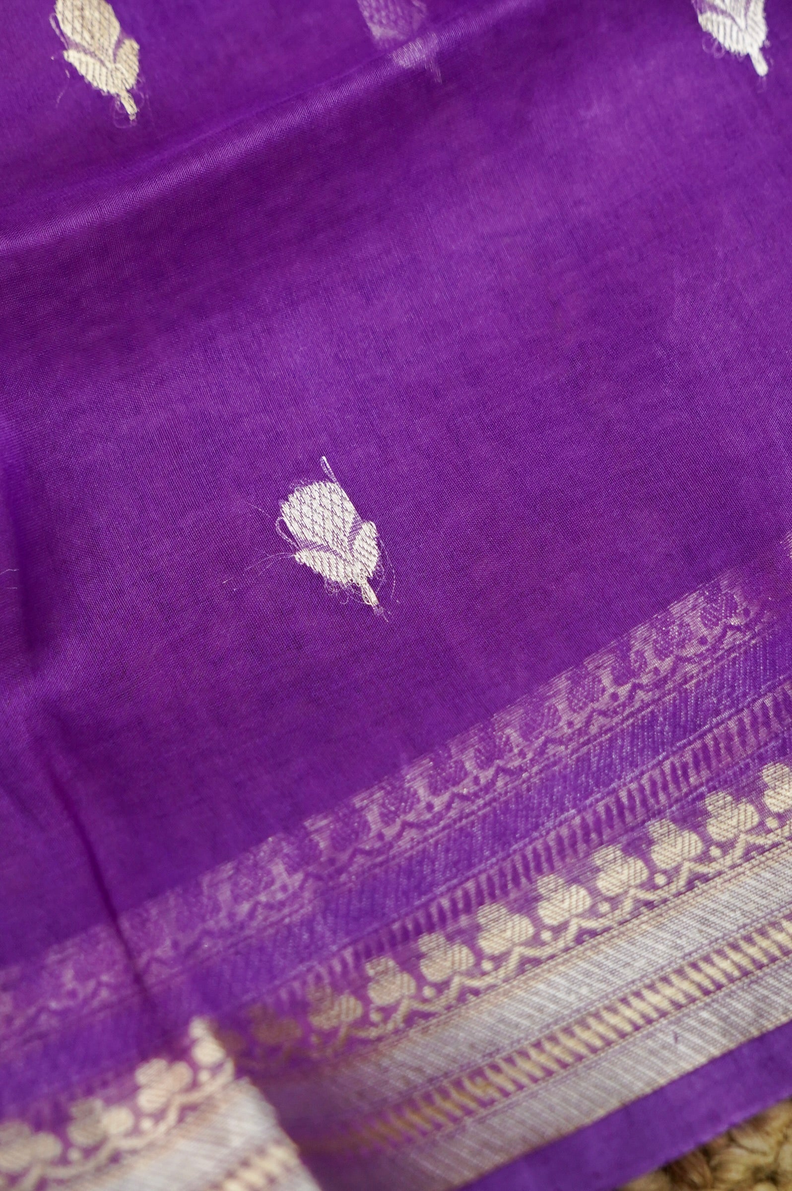 Lilac Handwoven Banarasi Pure Katan Silk Suit with Royal Purple Dupatta