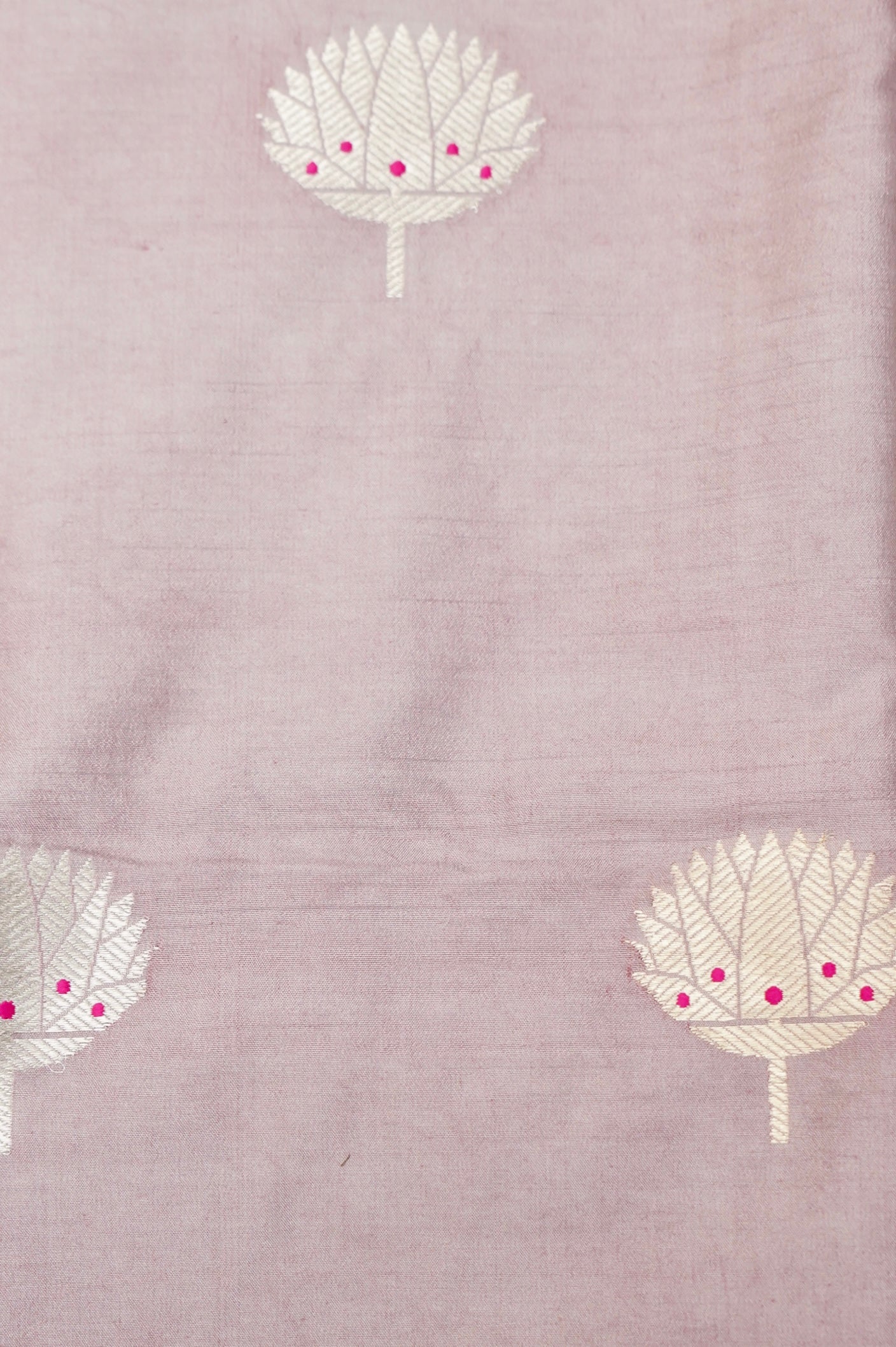 Pastel Handwoven Banarasi Pure Katan Silk Meenakari Suit with Rani Pink Dupatta