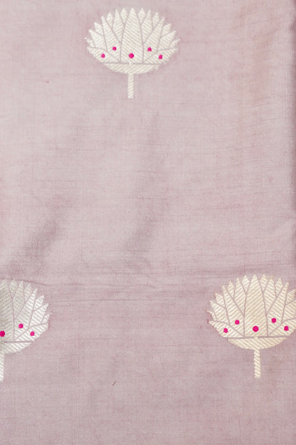 Pastel Handwoven Banarasi Pure Katan Silk Meenakari Suit with Rani Pink Dupatta