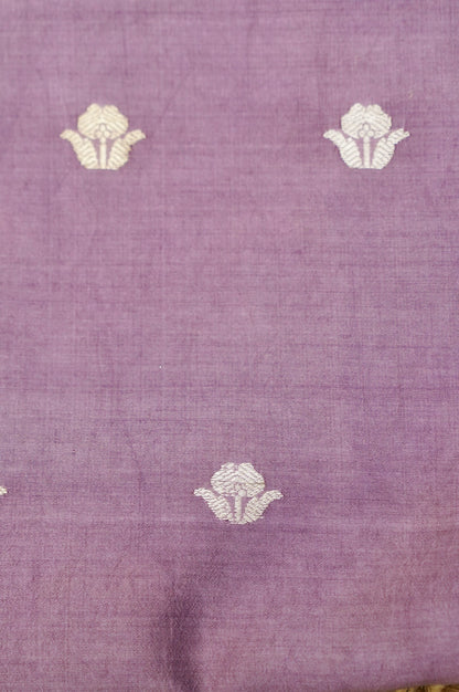 Mauve Purple Handwoven Banarasi Pure Katan Silk Suit with Aqua Green dupatta