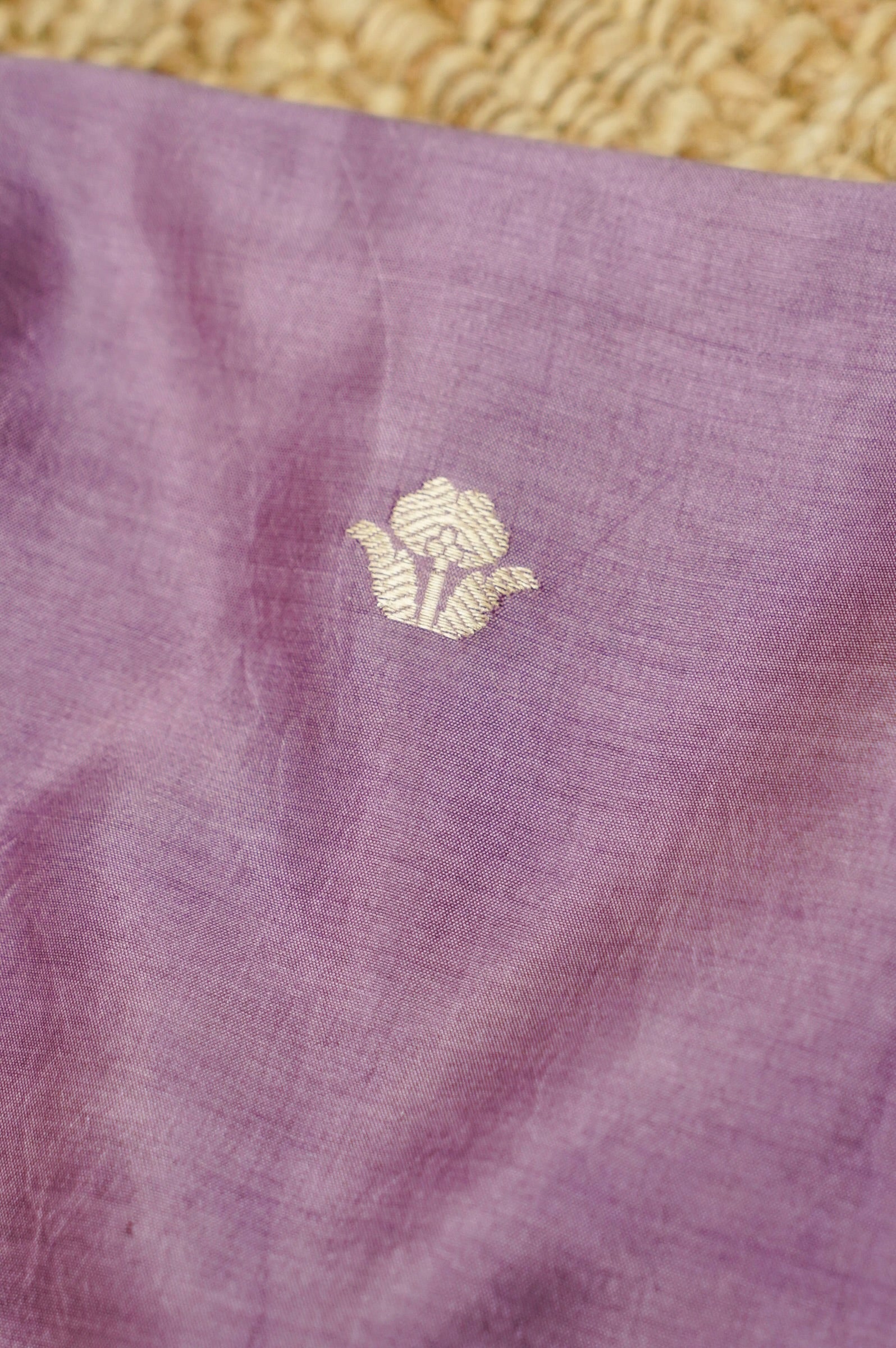 Mauve Purple Handwoven Banarasi Pure Katan Silk Suit with Aqua Green dupatta