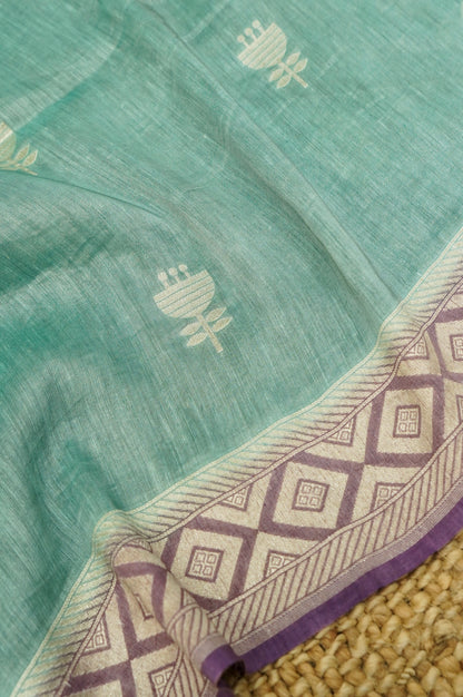 Mauve Purple Handwoven Banarasi Pure Katan Silk Suit with Aqua Green dupatta