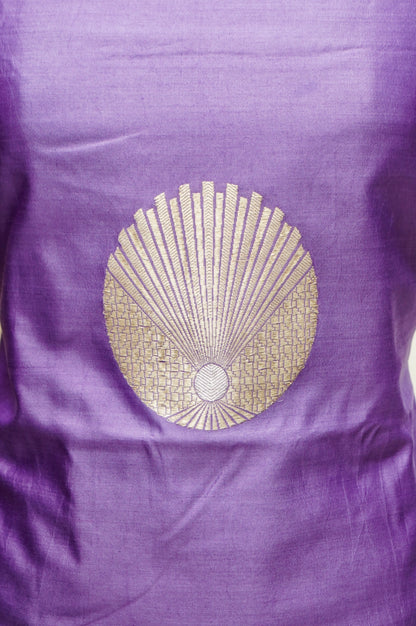 Purple Handwoven Banarasi Pure Katan Silk Meenakari Suit with Golden Dupatta