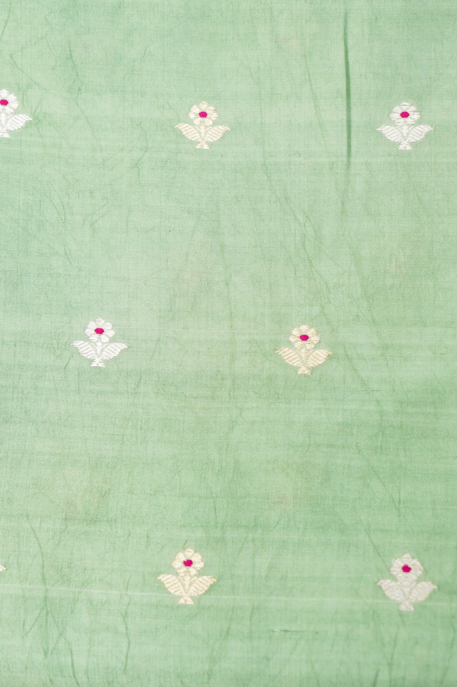 Mint green Handwoven Banarasi Pure Katan Silk Meenakari Suit with Dark green Dupatta
