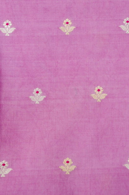 Pink Handwoven Banarasi Pure Katan Silk Meenakari Suit with Beige Dupatta