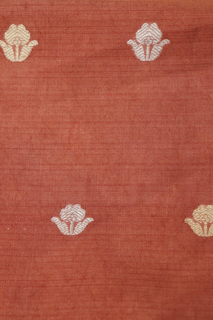 Rust Handwoven Banarasi Pure Katan Silk Suit with Green dupatta