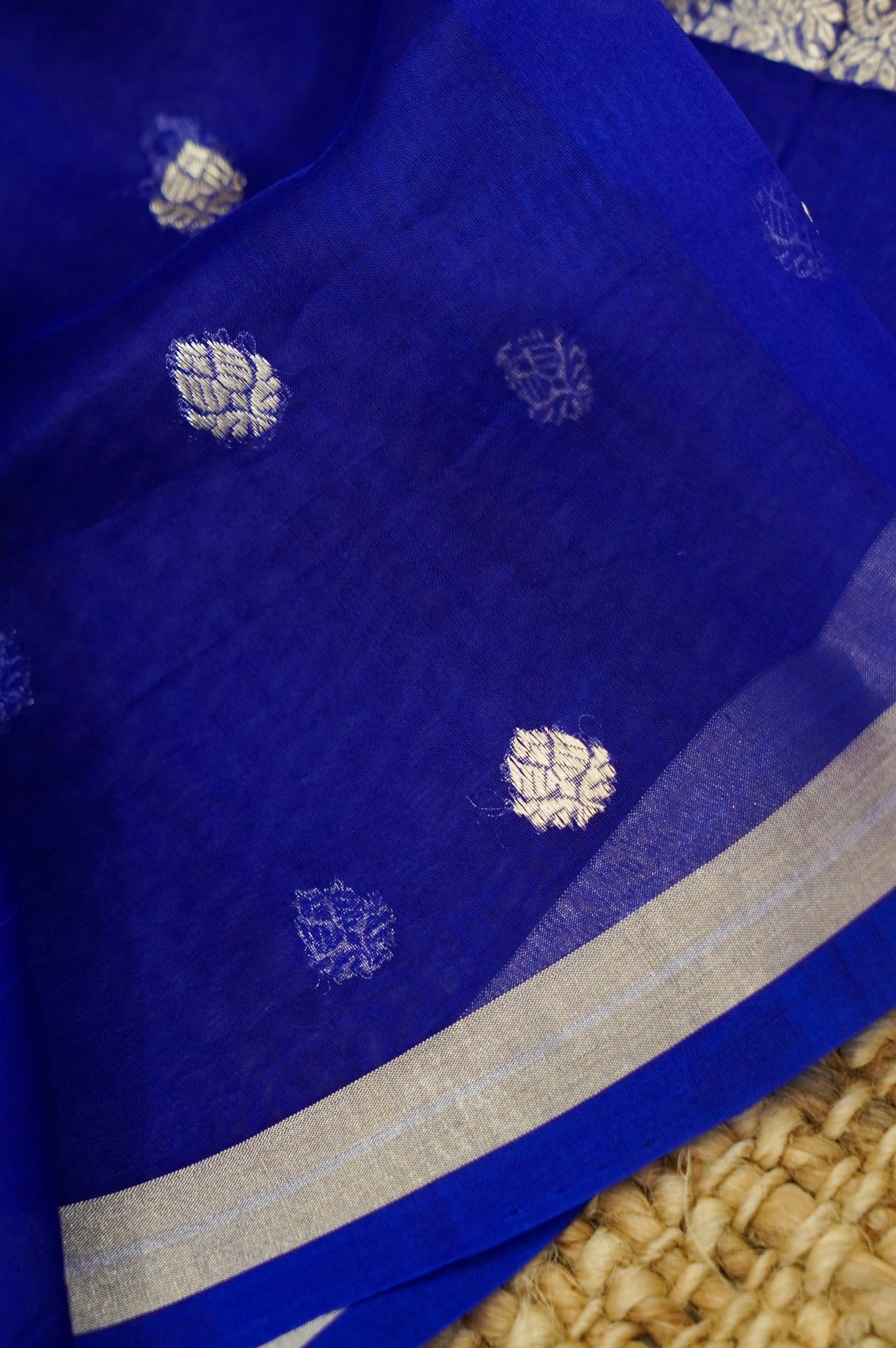 Purple Handwoven Organza Suit with Royal Blue Dupatta