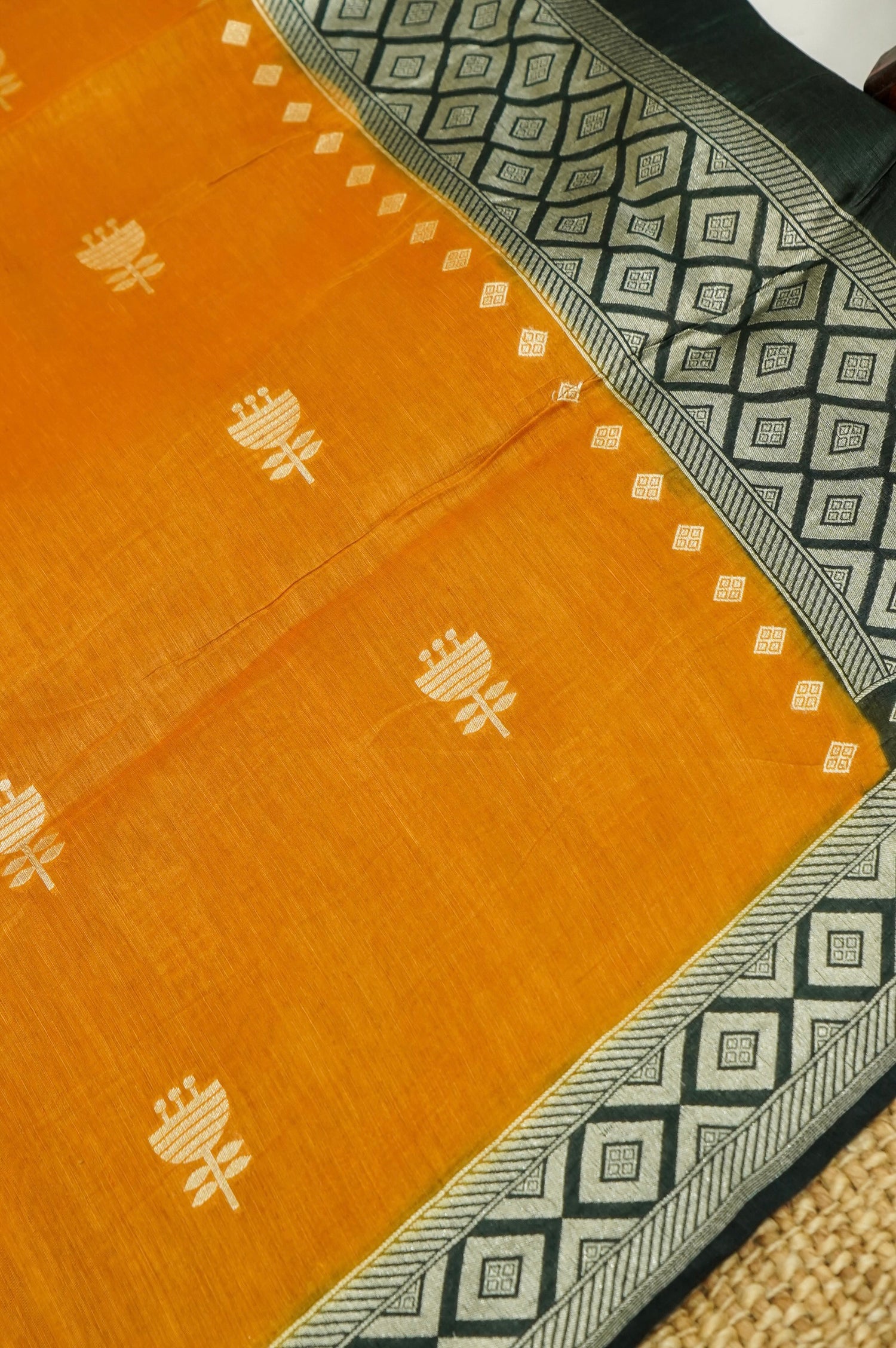Black Handwoven Banarasi Pure Katan Silk Suit with Mustard dupatta