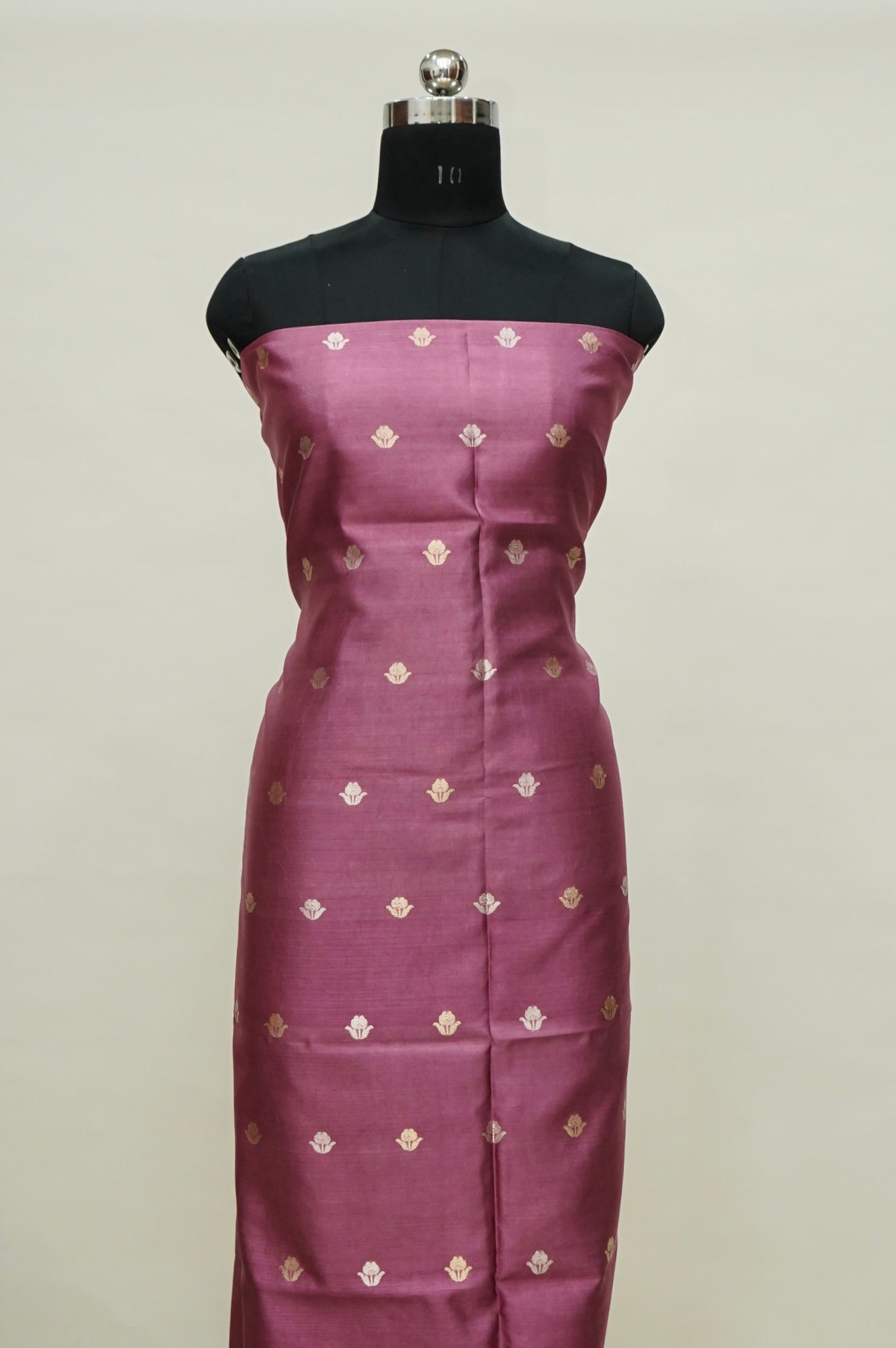 Pink Handwoven Banarasi Pure Katan Silk Suit with Aqua Blue Dupatta