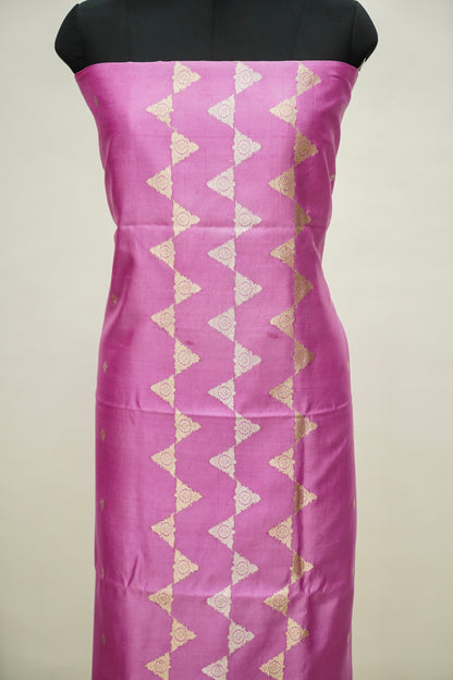 Rani Pink Handwoven Banarasi Pure Katan Silk Designer Suit with dual-tone Pink and Orange Dupatta