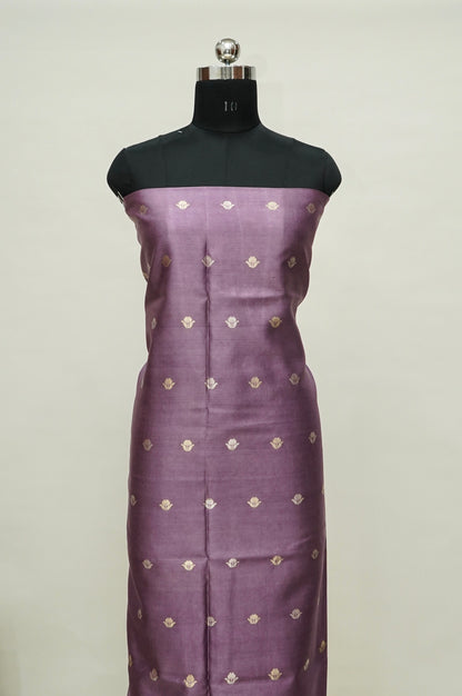 Mauve Purple Handwoven Banarasi Pure Katan Silk Suit with Aqua Green dupatta