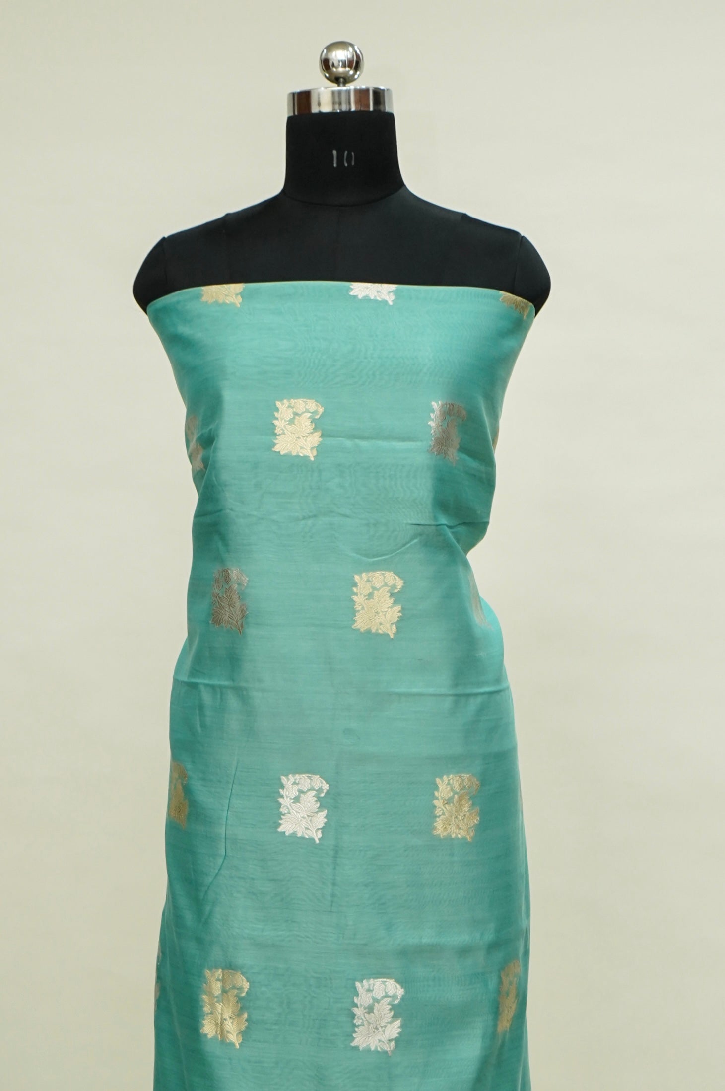 Handwoven Banarasi Pure Katan Silk Suit with Pink dupatta