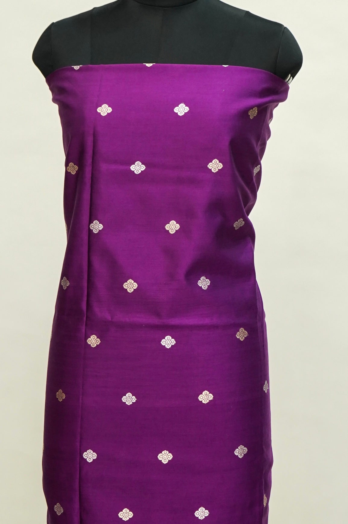 Purple Handwoven Banarasi Pure Katan Silk Suit with Orange Dupatta