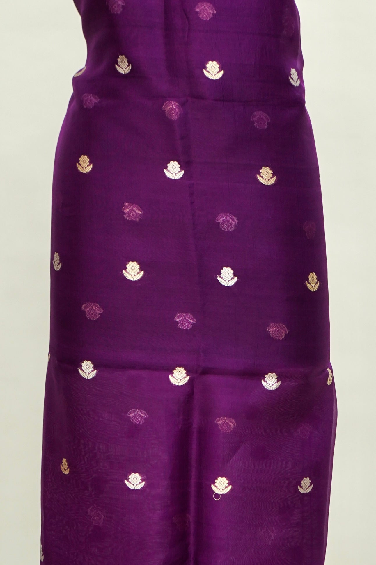 Purple Handwoven Organza Suit with Royal Blue Dupatta